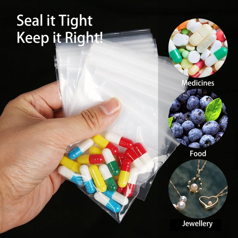 RKZCT 3" x 4" Small Plastic Bags,400pcs Small Zip Bags for Jewelry, Clear Jewelry Plastic Bag, Poly Baggies with Resealable Zip Bag for Travel, Storage, Packaging & Shipping - Image 5