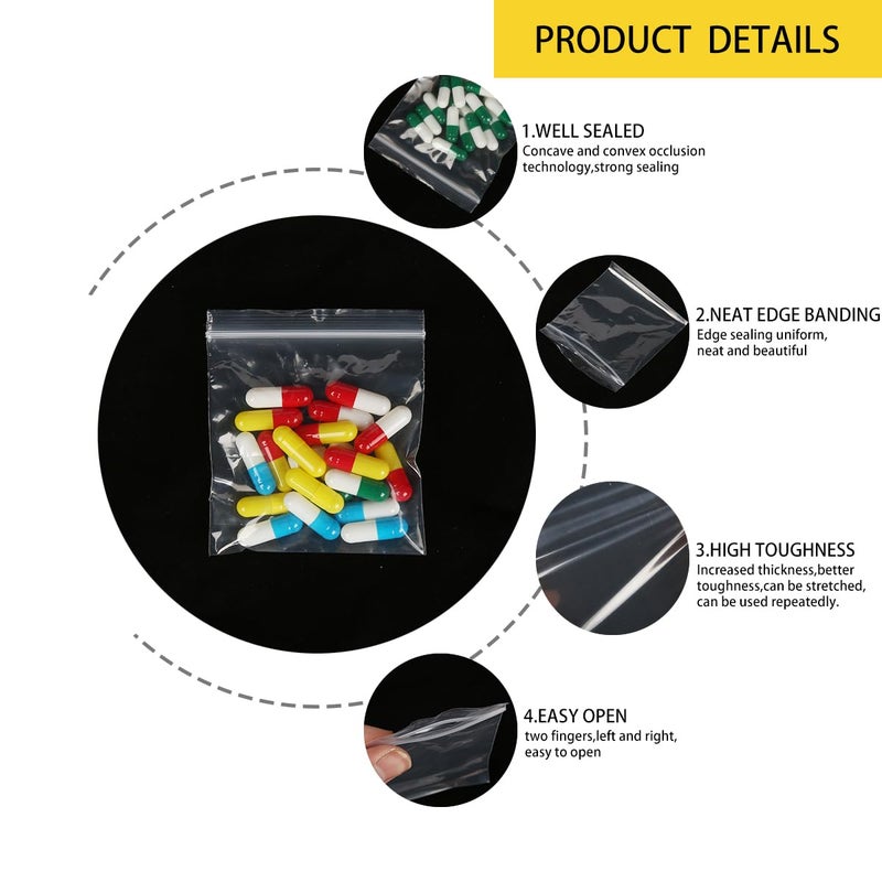 RKZCT 3" x 4" Small Plastic Bags,400pcs Small Zip Bags for Jewelry, Clear Jewelry Plastic Bag, Poly Baggies with Resealable Zip Bag for Travel, Storage, Packaging & Shipping - Image 3