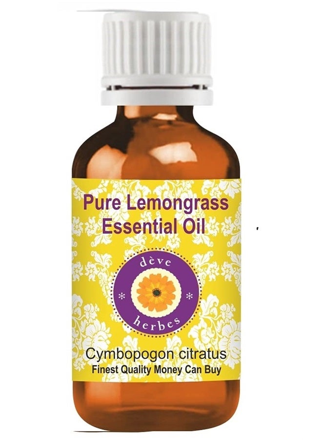 Deve Herbes Pure Lemongrass Essential Oil (Cymbopogon citratus) Steam Distilled 30ml (1 oz) - Image 1