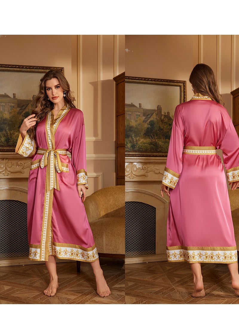 Tie Up Long Sleeved Sleeping Bathrobe Can Be Used As A Wedding Morning Gown Or Home Outfit (Single Outer Robe)  - Image 1