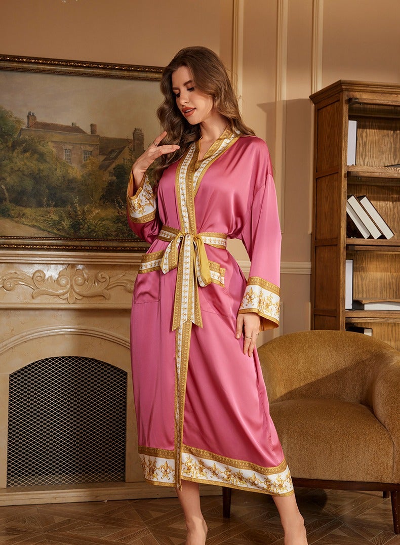 Tie Up Long Sleeved Sleeping Bathrobe Can Be Used As A Wedding Morning Gown Or Home Outfit (Single Outer Robe)  - Image 2