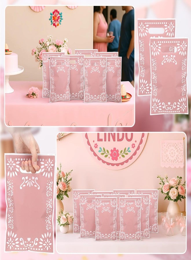 ييكسيا أكياس بلاستيكية وردية اللون من Yexiya، ٥٠ قطعة، بتصميم Cielito Lindo، مثالية لتوزيعات الحفلات، مزودة بمقابض، ومناسبة لحفلات استقبال المولود، وأعياد الميلاد، وحفلات الزفاف، وغيرها من المناسبات. - Image 5