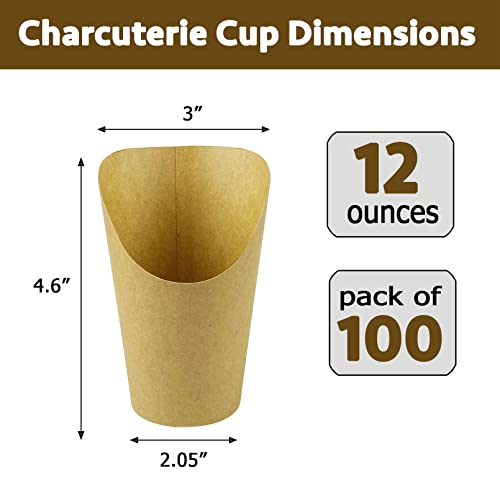 CAMKYDE 100 Pcs French Fries Holder, 12oz Disposable Paper French Fry Cups Charcuterie Cups for all Occasions (12oz) - Image 2