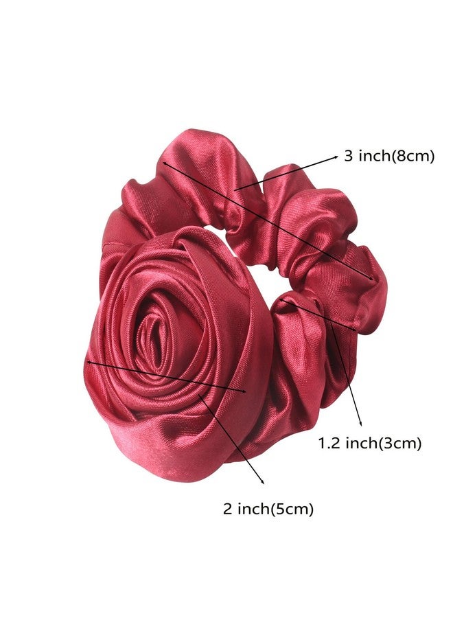 Cuizhiyu Scrunchie with Flowers, Women's Rose Ponytail Holders, Elastic Hair Bands and Ribbons Hair Accessories Pack of 6 - Image 3