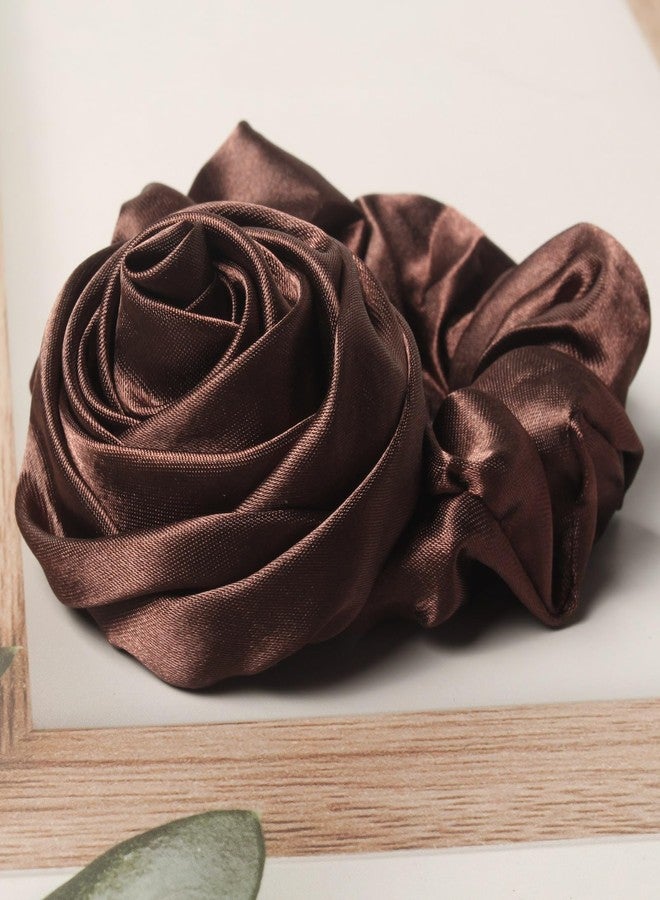 Cuizhiyu Scrunchie with Flowers, Women's Rose Ponytail Holders, Elastic Hair Bands and Ribbons Hair Accessories Pack of 6 - Image 4