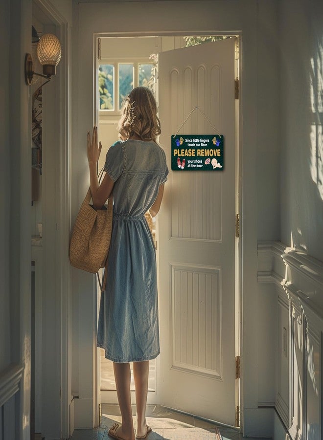 Yoecod Please Take Off Your Shoes The Kids Lick The Floor Please Remove Your Shoes Sign Front Door No Shoe In The House Dont Touch Baby Signs Find Your Seat Wood Sign Cute Shoes Now Take Them Off Signs 12x6 In - Image 4