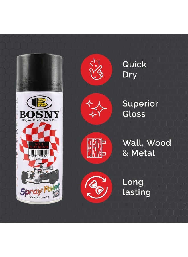 بوسني طلاء بخاخ Bosny (قطعتان) – أسود مطفي (Aerosol) – طلاء سريع الجفاف بلمسة نهائية غير لامعة؛ للاستخدام على المعادن، الخشب، البلاستيك، السيارات، المشاريع اليدوية والاستخدام المنزلي. - Image 5