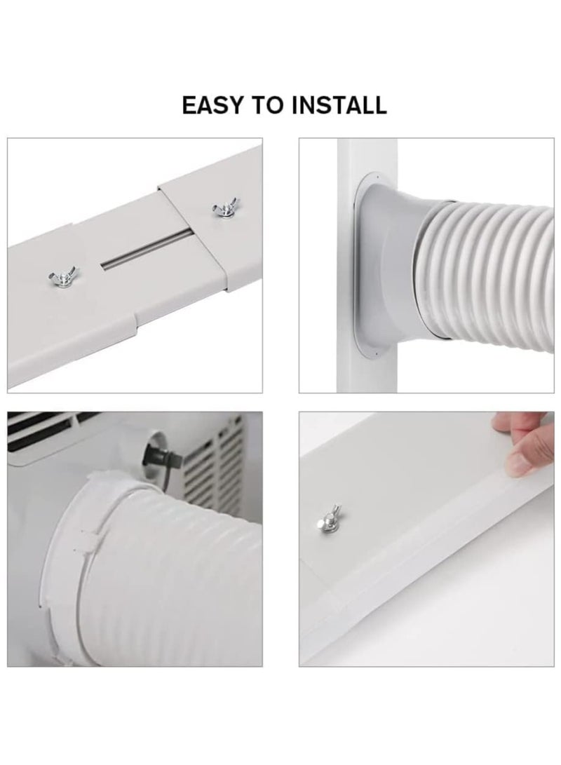 عدة ختم نافذة منزلقة لمكيف الهواء المحمول، مجموعة فتحات تكييف 10 في 1 العالمية مع 4 لوحات ختم قابلة للتعديل، متوافقة مع خرطوم العادم 13 سم / 5 بوصات - Image 4