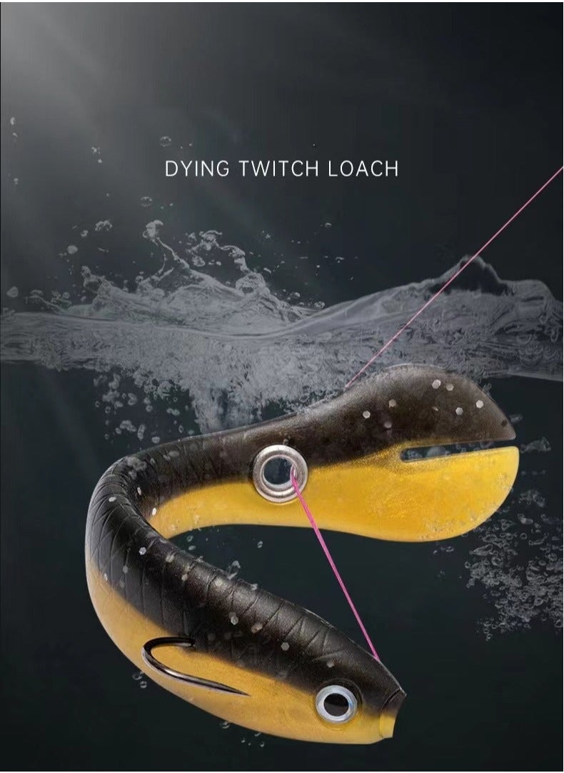 Generic - 5 Pcs Soft Bionic Swimming Fishing Lures Loach Artificial Bait with Rotating Spins Tail Slow Sinking Bass Swimbaits Simulation Saltwater Freshwater Fake Baits for Pike Trout - Image 1