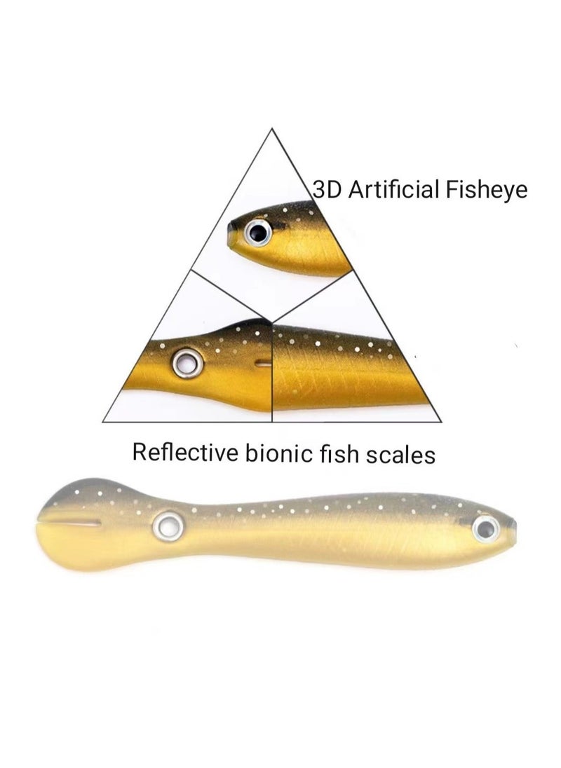 Generic - 5 Pcs Soft Bionic Swimming Fishing Lures Loach Artificial Bait with Rotating Spins Tail Slow Sinking Bass Swimbaits Simulation Saltwater Freshwater Fake Baits for Pike Trout - Image 1