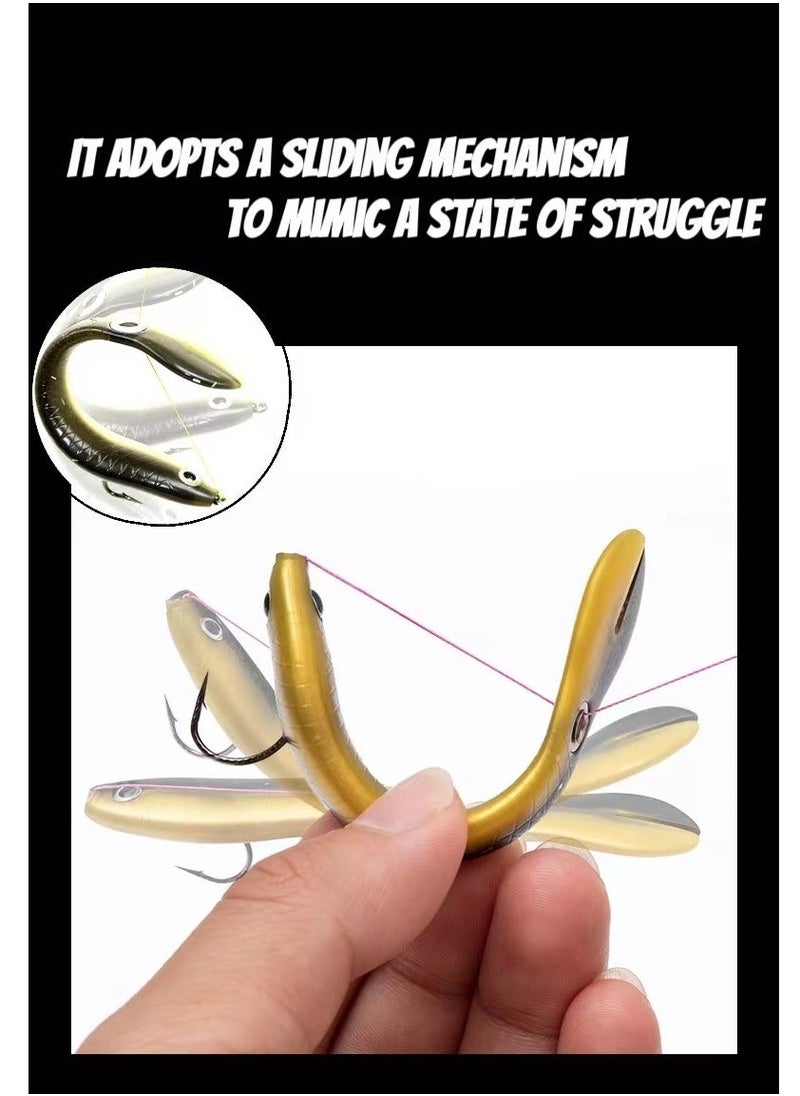 Generic - 5 Pcs Soft Bionic Swimming Fishing Lures Loach Artificial Bait with Rotating Spins Tail Slow Sinking Bass Swimbaits Simulation Saltwater Freshwater Fake Baits for Pike Trout - Image 1