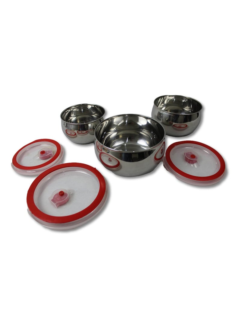 علب ثلاجة من الستانلس ستيل بغطاء بلاستيك – طقم 3 قطع - Image 5