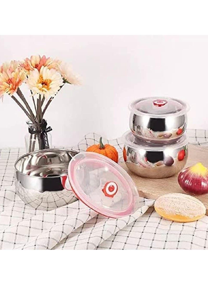 علب ثلاجة من الستانلس ستيل بغطاء بلاستيك – طقم 3 قطع - Image 3