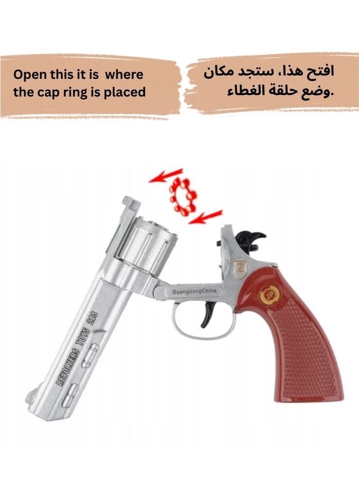 Premium Full Alloy Silver Toy Revolver for Kids – Classic Western Style Pretend Play Gun with Realistic Design - Image 4
