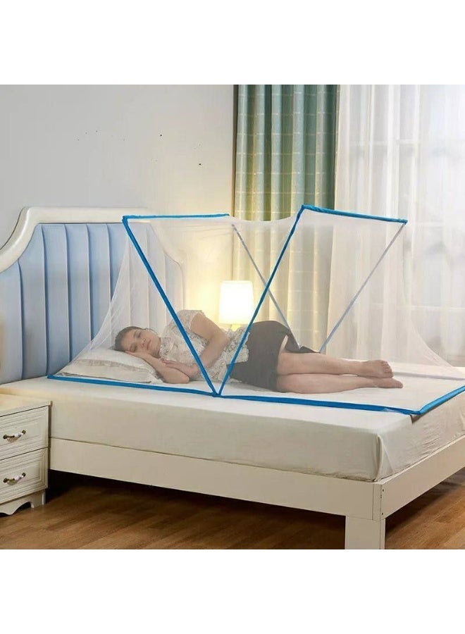 Portable Pop-up Mosquito Net for Bed (190x140 cm) - Foldable Insect Tent with Bottom - Breathable Netting for Indoor & Outdoor Use - Large Size Bed Canopy - Image 1