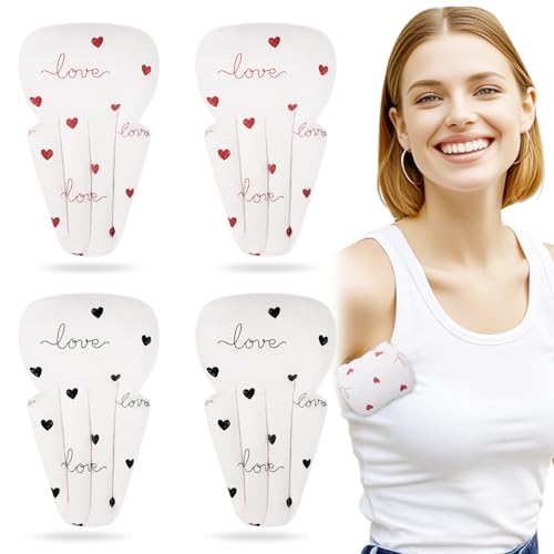 RoamReady Lymphedema Axilla Pillow Armpit Pain Relief Mastectomy Recovery Supplies, 4PCS Cotton Lumpectomy Mastectomy Pillows Post OP Multicolor Breast Surgery Pillow (Red and Black Heart) - Image 1