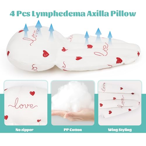 RoamReady Lymphedema Axilla Pillow Armpit Pain Relief Mastectomy Recovery Supplies, 4PCS Cotton Lumpectomy Mastectomy Pillows Post OP Multicolor Breast Surgery Pillow (Red and Black Heart) - Image 5