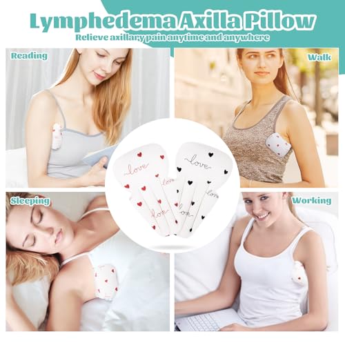 RoamReady Lymphedema Axilla Pillow Armpit Pain Relief Mastectomy Recovery Supplies, 4PCS Cotton Lumpectomy Mastectomy Pillows Post OP Multicolor Breast Surgery Pillow (Red and Black Heart) - Image 2
