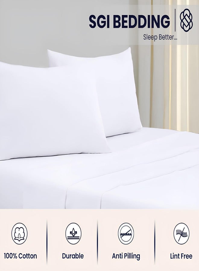 SGI bedding طقم ملاءات سرير SGI، عدد الخيوط 1000، مقاس كينج - ملاءات قطنية مصرية 100% - ملاءات فاخرة بجيب عميق 16 بوصة - ناعمة، تسمح بمرور الهواء، وممتازة - ملاءات فندقية - أبيض - Image 3