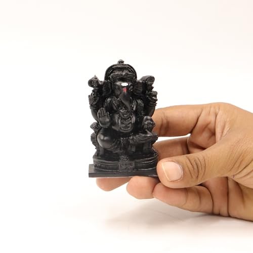 Spillbox Natural Black Unpolished Karungali Wood Ganesh Idol|Original Ebony Wood|Vinayagar Idol|Gift|Ganapati Murti|Statue for Home Decor|Tabletop for Pooja|Puja-Karungali Ganesh Idol[2.5inch] - Image 2