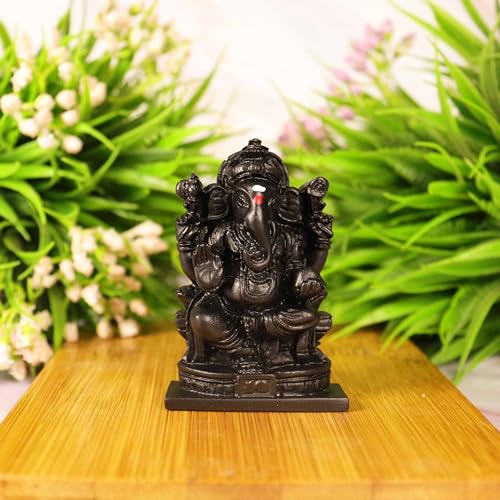 Spillbox Natural Black Unpolished Karungali Wood Ganesh Idol|Original Ebony Wood|Vinayagar Idol|Gift|Ganapati Murti|Statue for Home Decor|Tabletop for Pooja|Puja-Karungali Ganesh Idol[2.5inch] - Image 1