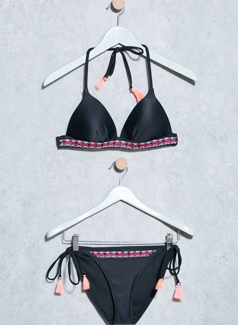 SOUTH BEACH Aztec Trim Triangle Bikini Set