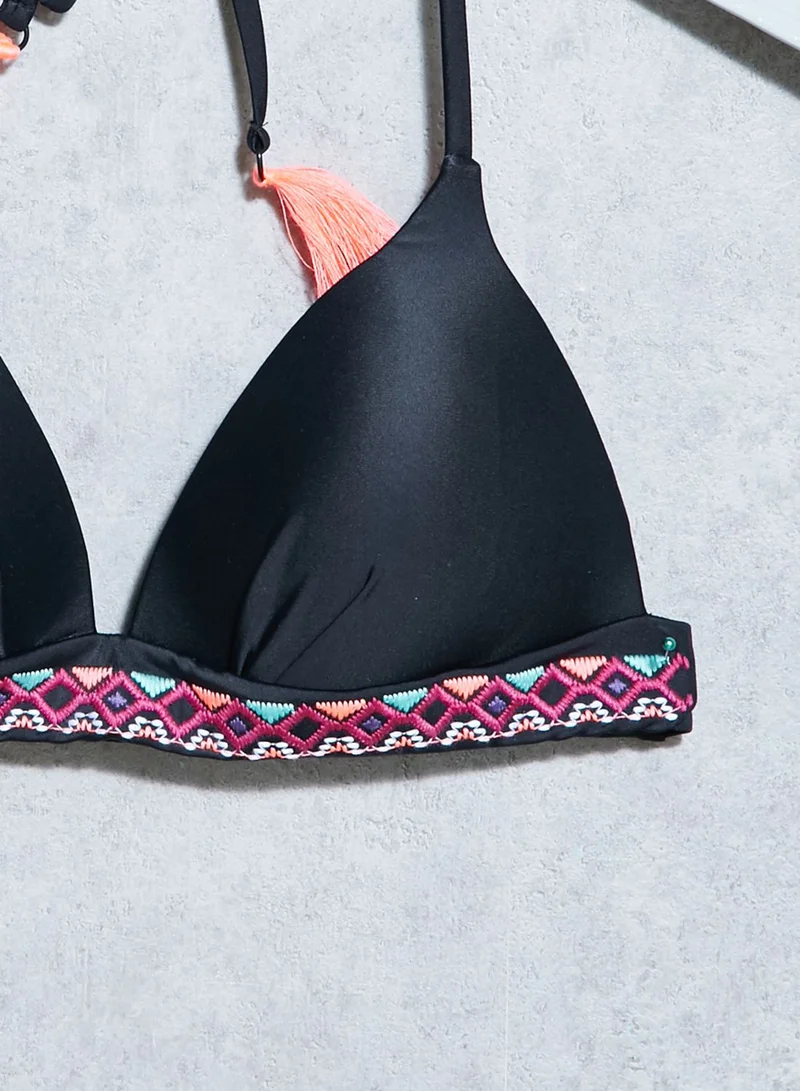 SOUTH BEACH Aztec Trim Triangle Bikini Set