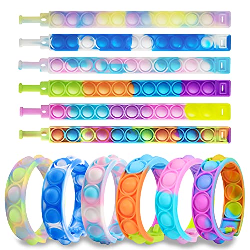 IERKEIE 12 Pcs Pop Bracelet Bubble Fidget Sensory Toys for Party Favors Pop Keychain Bulk for Classroom Prizes Easter Egg Basket Stuffers Christmas Valentine Gifts for Kids Students - Image 1
