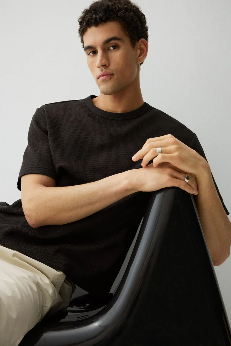H&M Regular Fit Waffled T-shirt