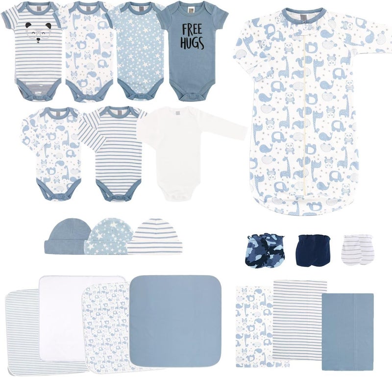 The Peanut Shell The Peanutshell Newborn Essentials Layette Gift Set for Baby Boys or Girls, Blue - Image 1