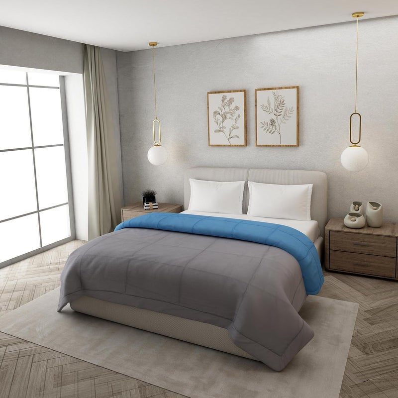 Elarra Home Double Reversible Comforter Cobalt Charcoal 180GSM Microfiber - Image 3