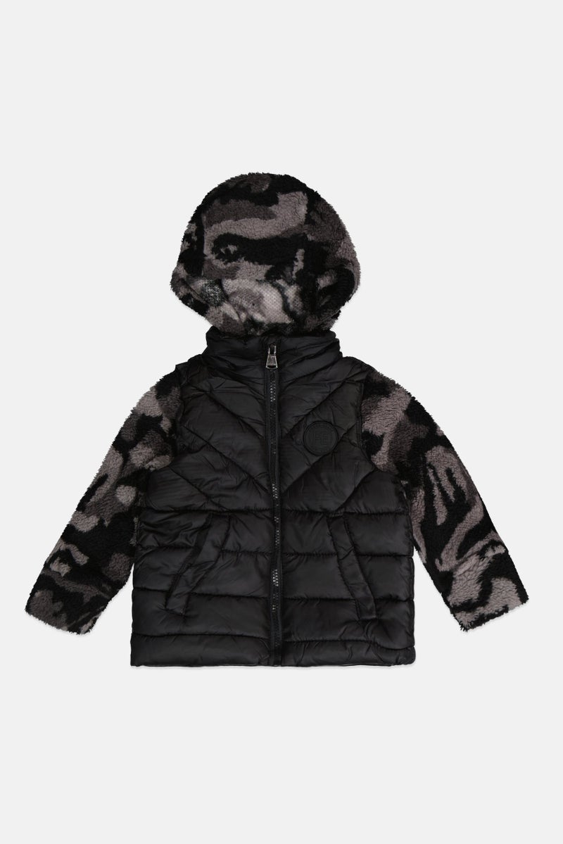 PERRY ELLIS سترة مبطنة للأطفال الصغار، مجموعة سوداء - Image 1