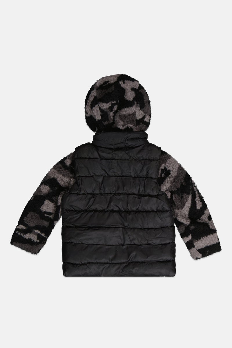 PERRY ELLIS سترة مبطنة للأطفال الصغار، مجموعة سوداء - Image 2