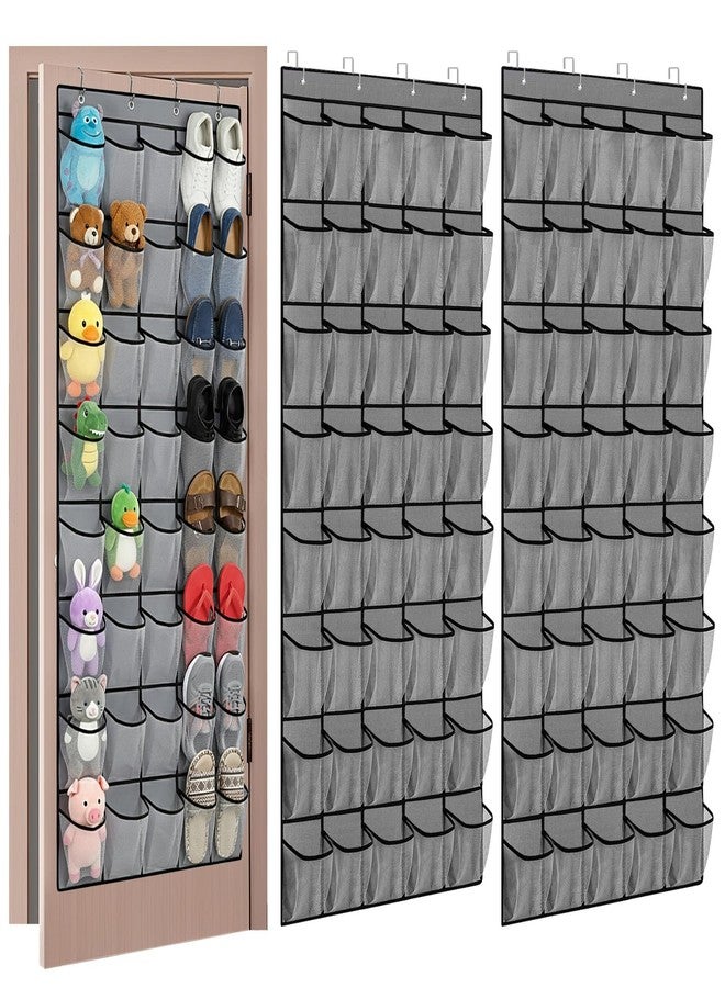 Hualleko 2PCS 40-Pocket Over the Door Shoe Organizer, Hanging Shoe Rack for Closet Door,Shoes Storage Holder Hanger with Large Mesh Pocket for Women Men Shoes,Flip Flops (Gray2) - Image 1