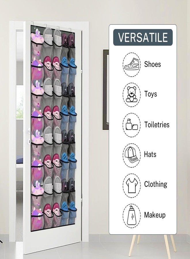 Hualleko 2PCS 40-Pocket Over the Door Shoe Organizer, Hanging Shoe Rack for Closet Door,Shoes Storage Holder Hanger with Large Mesh Pocket for Women Men Shoes,Flip Flops (Gray2) - Image 4