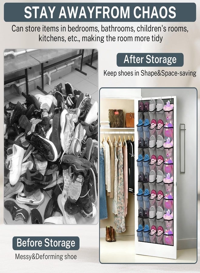 Hualleko 2PCS 40-Pocket Over the Door Shoe Organizer, Hanging Shoe Rack for Closet Door,Shoes Storage Holder Hanger with Large Mesh Pocket for Women Men Shoes,Flip Flops (Gray2) - Image 5
