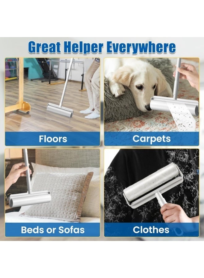 Arabest Adjustable Length Lint Rollers with 3 Refill Rolls, Portable Pet Hair Extra Sticky Floor with Long Handle,Multi-Purpose Carpet Cleaner for Cat Dog,9.45 in Super Sticky Lint Rollers for Pets,for Cleaning Carpet,Floor,Couch (180 Sheets ) - Image 5