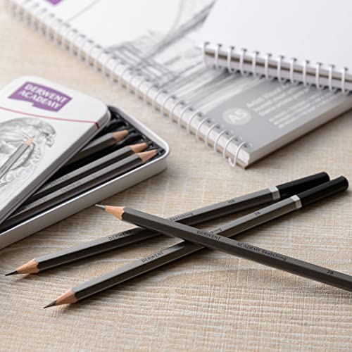 Derwent Academy Black Sketching Pencils Tin, 6B-5H (Set of 12) - Image 2