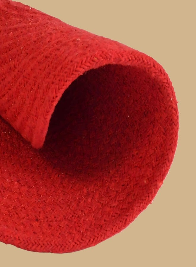 Hian Handmade Red Round Braided Jute Placemats - Durable, Heat-Resistant, Non-Slip, Stain-Resistant Mats for Dining, Kitchen, Coffee Tables, Centerpieces, Nightstands, Shelves (Red Color, Pack of 2) - Image 5