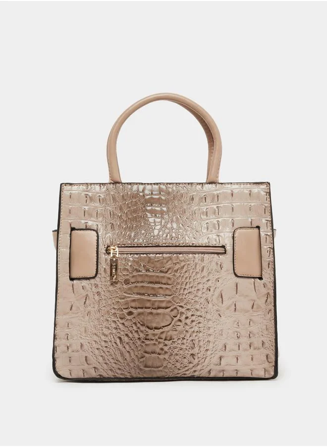 Styli Styli Snake Skin Belted Handbag with Adjustable Strap