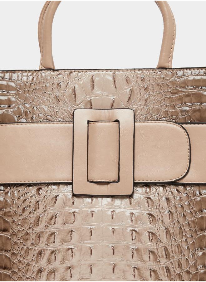 Styli Styli Snake Skin Belted Handbag with Adjustable Strap  - Image 3