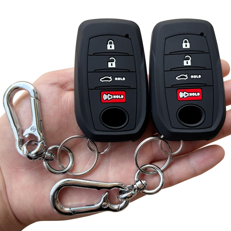 TANDRIVE Key Fob Cover for Toyota 2025 Camry and 2025 2024 2023 Corolla Crown 4Button Silicone 2Pack Black