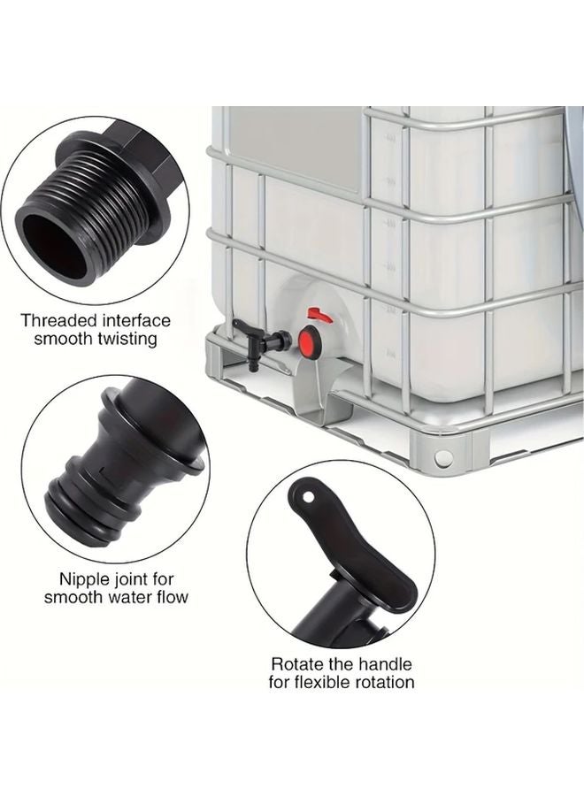 3 4 Inch Plastic Rain Barrel Faucet With Locking Nut And Sealing Tape 1SET Black - Image 5