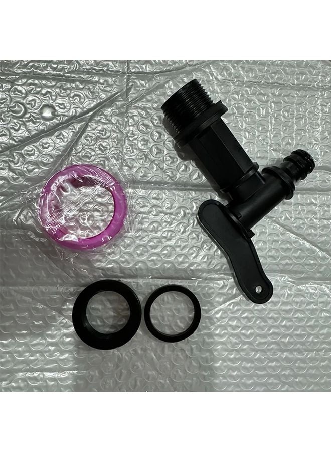 3 4 Inch Plastic Rain Barrel Faucet With Locking Nut And Sealing Tape 1SET Black - Image 1