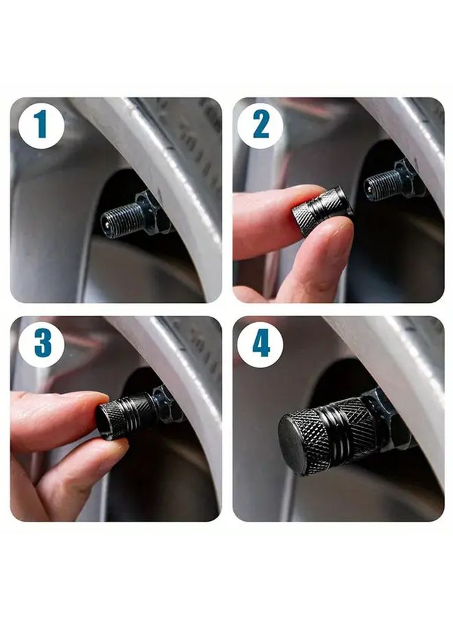 Black Heavy Duty Tire Valve Caps 2pcs Leakproof Corrosion Resistant Fit Cars Trucks Motorcycles - Image 5