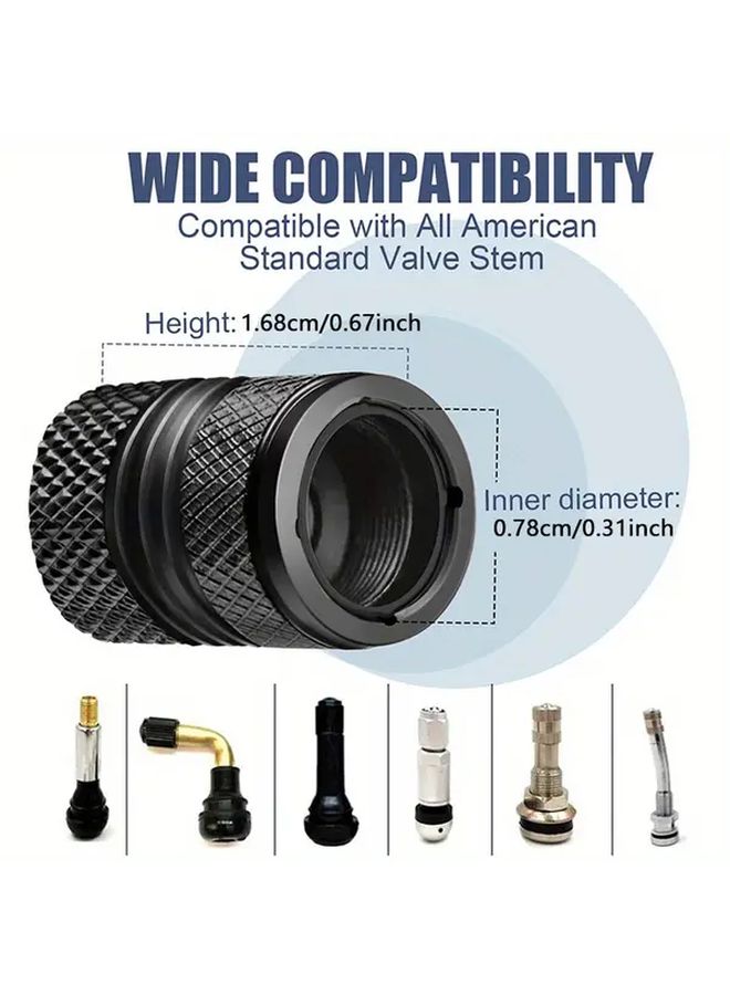 Black Heavy Duty Tire Valve Caps 2pcs Leakproof Corrosion Resistant Fit Cars Trucks Motorcycles - Image 4