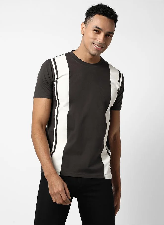 كامبوس سوترا Block Striped Regular Fit T-Shirt by Styli