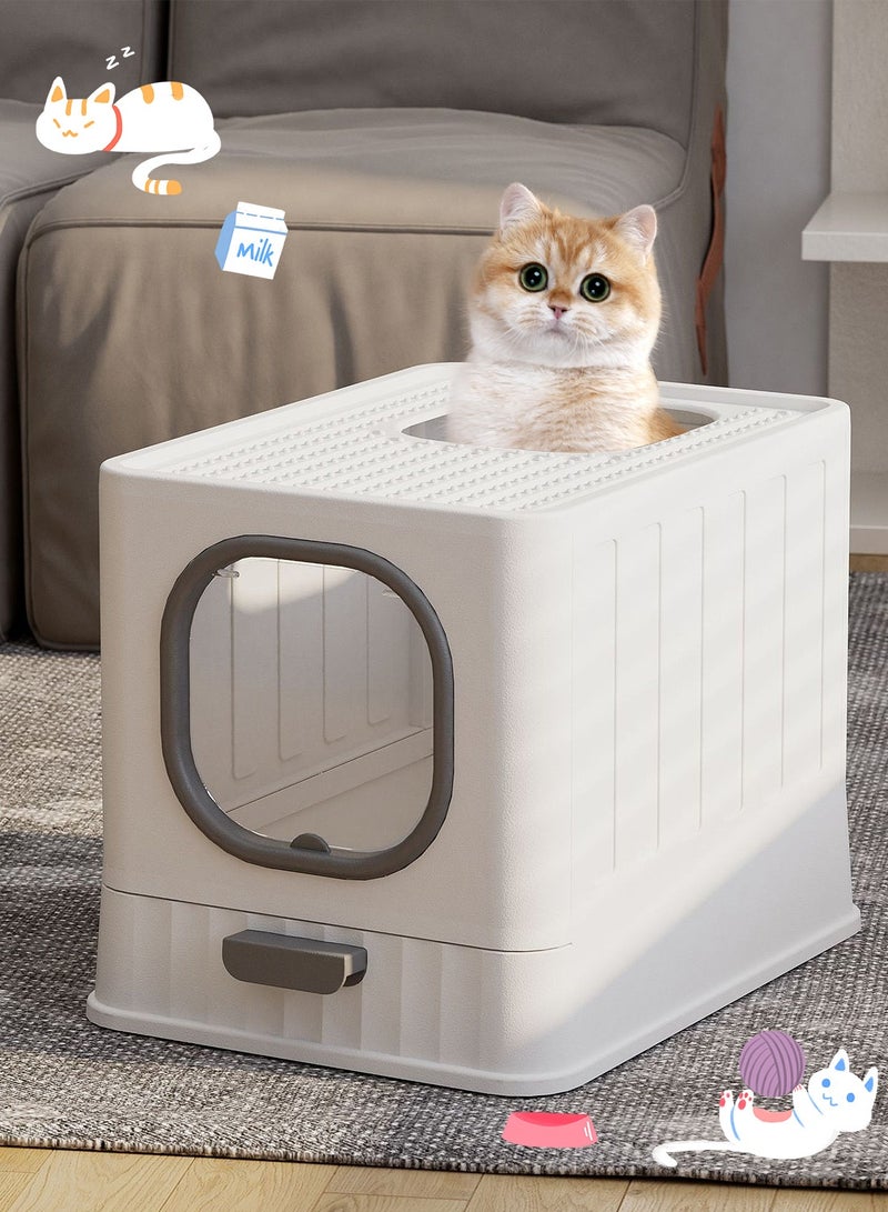 Kidle Enclosed Cat Litter Box Folding Odor Blocking Splash Resistant Cat Litter Pan With Litter Scoop - Image 3