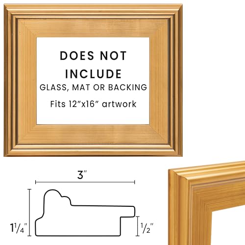 Creative Mark Plein Air Style Frame, Hand Leafed Gold, 12x16-3" Wide Moulding with 1/2" Rabbet Depth, Open Back W/O Glazing, Museum Quality, For Art Panels, Stretched Canvas, Pictures and More - Image 3