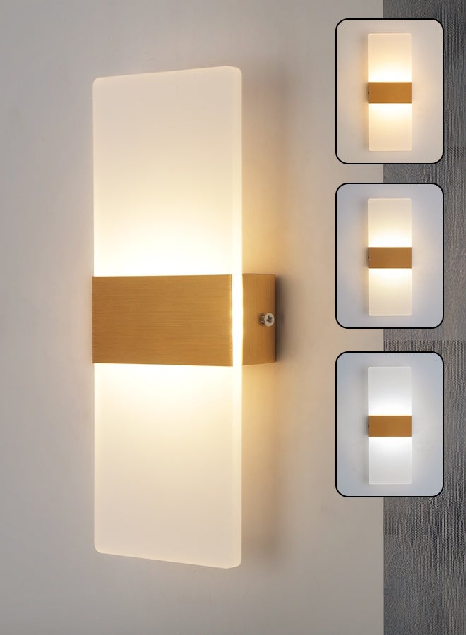YATAI LIGHTING Modern Minimalist LED Wall Light, 4W, Gold, 3-Color Dimmable (3000K-6000K), Acrylic & Metal Wall Lamp for Bedroom, Mirror Side, Dressing Table, Hallway - Image 1